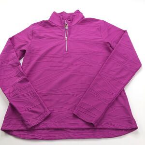 Lucy Tech Large Textured Pink 1/4 Zip Long Sleeve Running Training Pullover